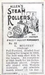 1933 Allen's League Footballers #33 George Moloney Back